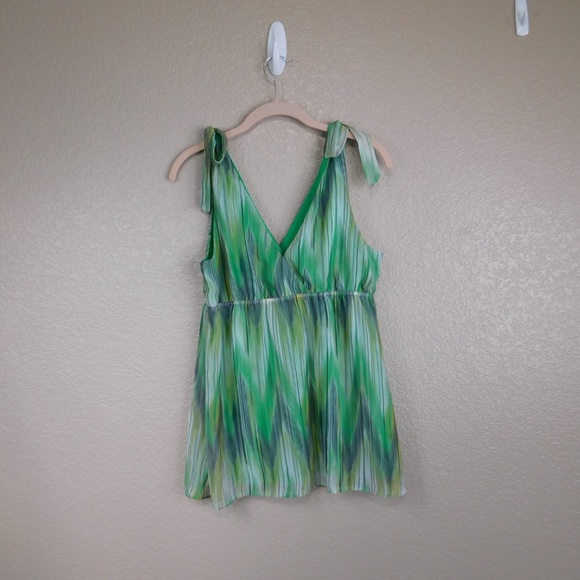 I.N.C. Emerald Striped Tie Shoulder Tank - Picture 2 of 3